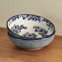 Blue Floral Pasta Bowls (Set of 2)