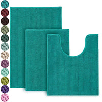 Teal Chenille Bath Mat (Set of 3)