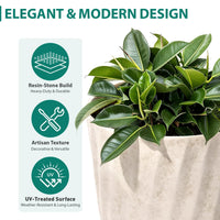 Ivory Marble Tall Planters (Set of 2)