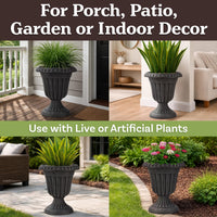 Stone Gray Urn Planters (Set of 2)