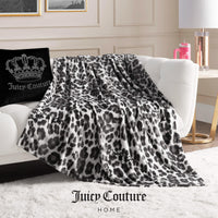 Grey Leopard Print Throw