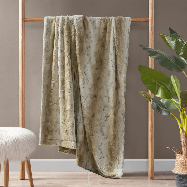 Sand Faux Fur Throw Blanket