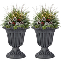 Stone Gray Urn Planters (Set of 2)