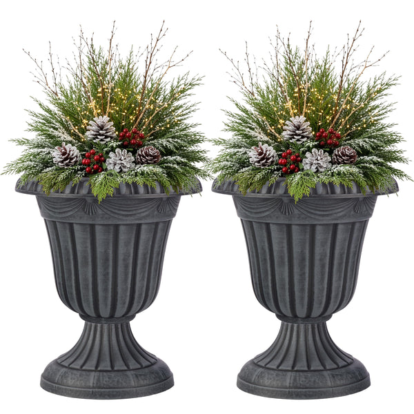 Stone Gray Urn Planters (Set of 2)