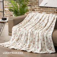 Ivory Floral Plush Blanket