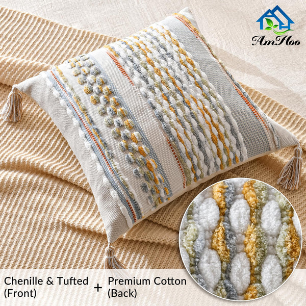 Grey Chenille Throw Pillow Cover