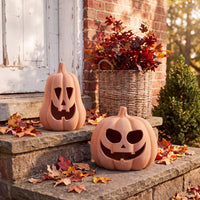 Orange Terracotta Pumpkin Lanterns (Set of 2)