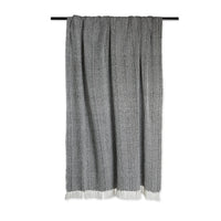 Black Herringbone Cotton Throw