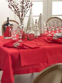 Red Hemstitched Tablecloth