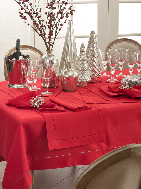 Red Hemstitched Tablecloth