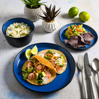 Matte Blue Stoneware Set (Set of 12)