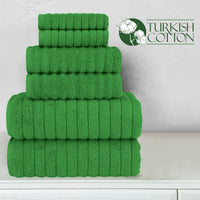 Emerald Green Ribbed Towels (Set of 6)