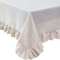 Taupe Ruffled Linen Tablecloth