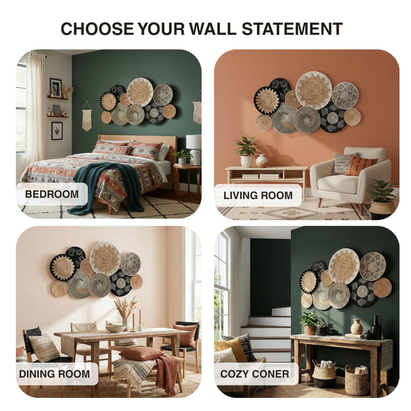 Woven Basket Wall Plates (Set of 10)