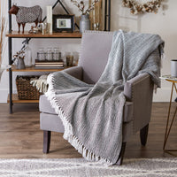 Black Herringbone Cotton Throw
