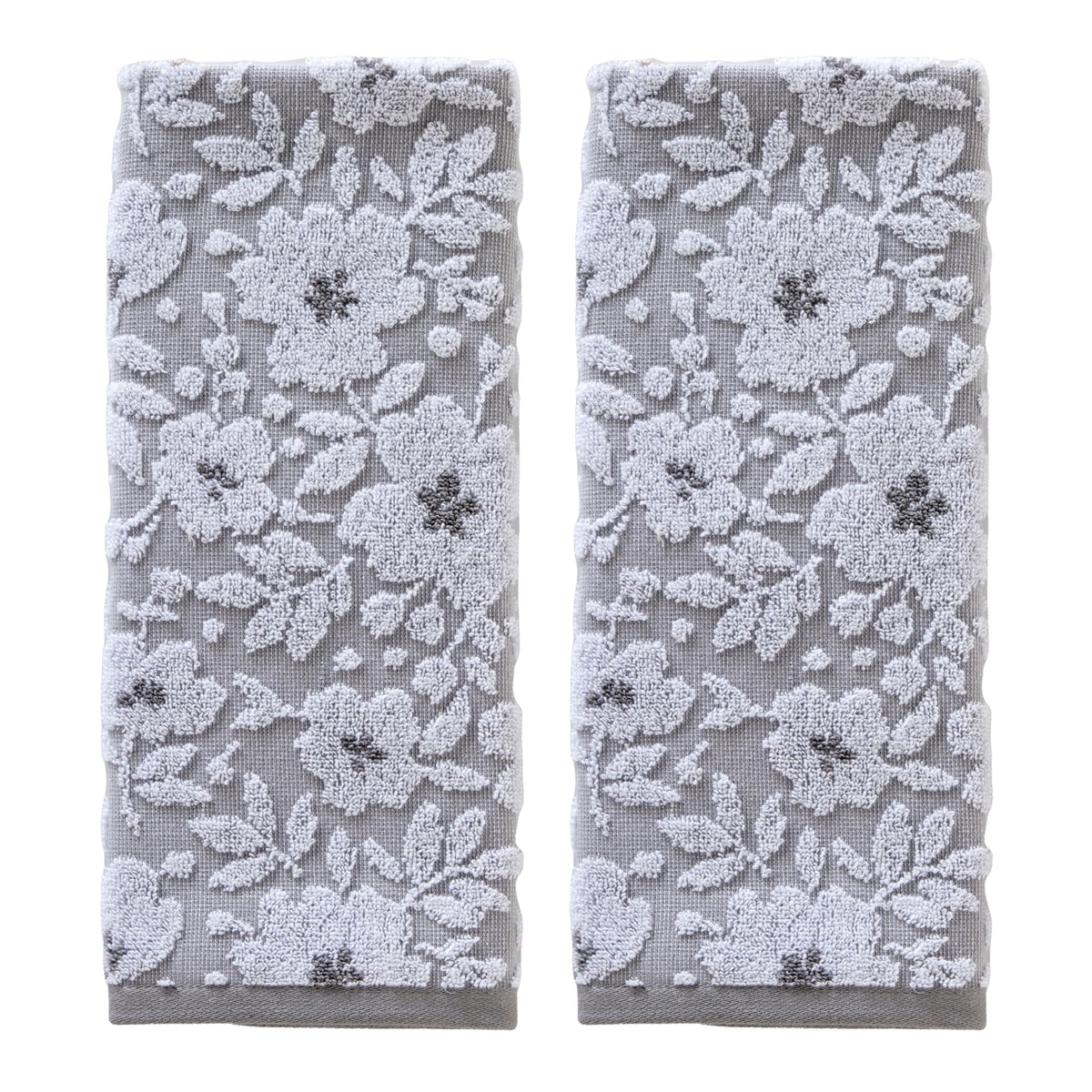 Floral Jacquard Hand Towels (Set of 2)