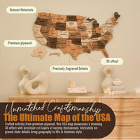 Wood USA Map Wall Art