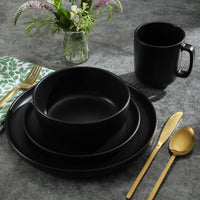 Matte Black Stoneware Dinnerware (Set of 16)