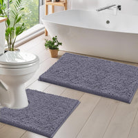 Dark Grey Chenille Bath Mat (Set of 2)