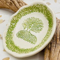 Green Pottery Tree of Life Bowl
