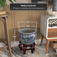 Blue Porcelain Fishbowl Planter