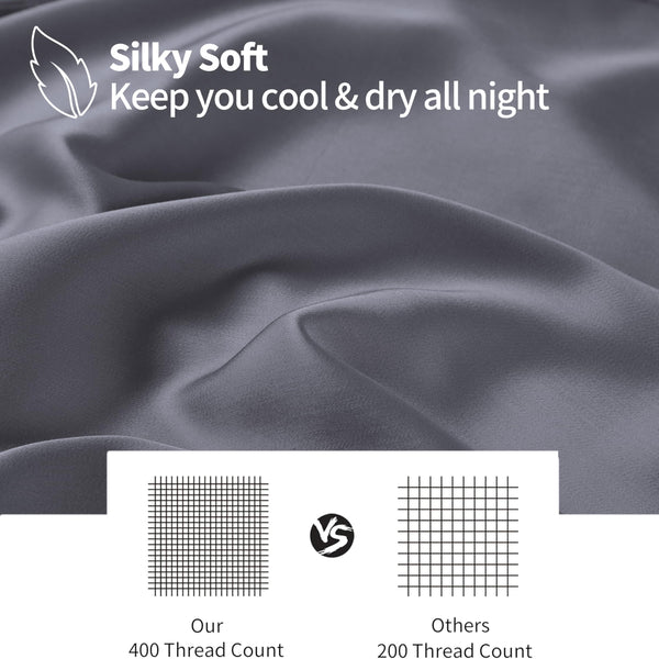 Dark Grey Bamboo Pillowcases (Set of 4)