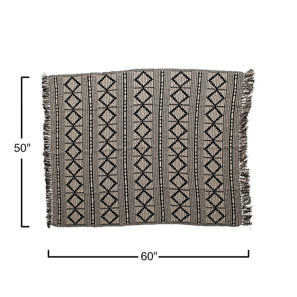Black & Beige Diamond Cotton Throw
