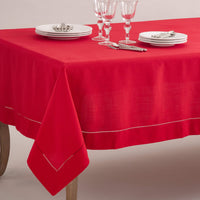 Red Hemstitched Tablecloth