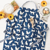 Navy Cat Print Apron