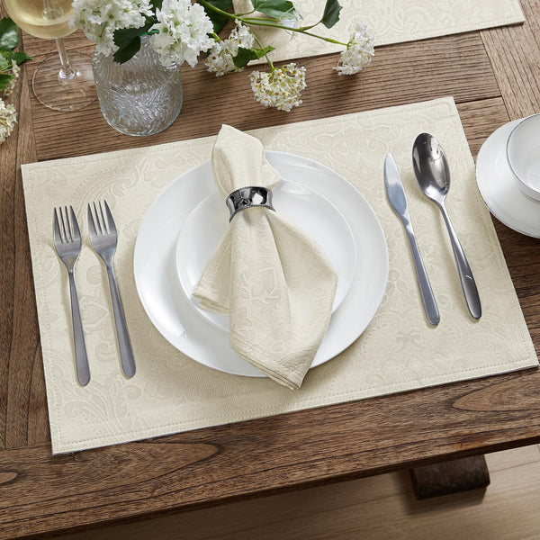 Ivory Damask Napkins (Set of 4)