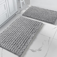Grey Chenille Bath Rug (Set of 2)