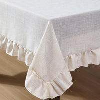 Taupe Ruffled Linen Tablecloth