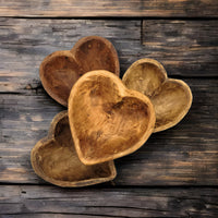 Brown Wooden Heart Bowl