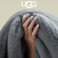 Blue Grey Faux Fur Throw