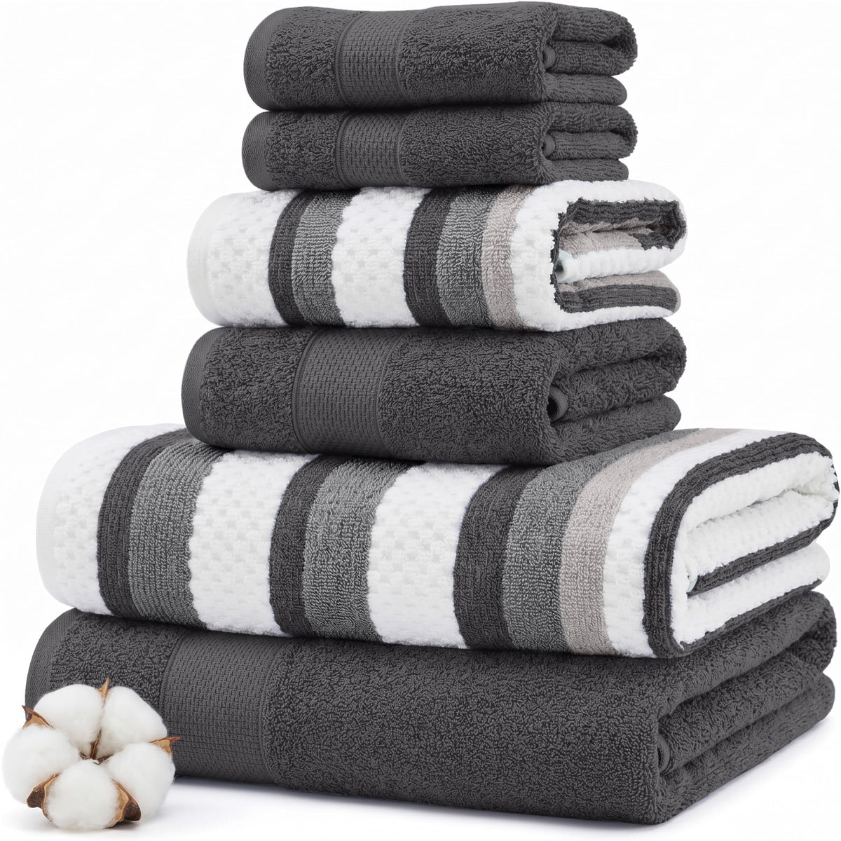 Gray Jacquard Towels (Set of 6)