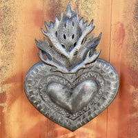 Flaming Heart Metal Wall Art