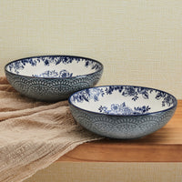 Blue Floral Pasta Bowls (Set of 2)