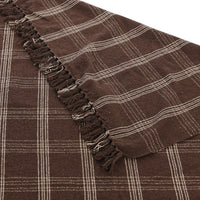 Brown Plaid Fringed Throw