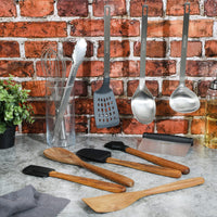 Teak & Steel Utensils (Set of 11)
