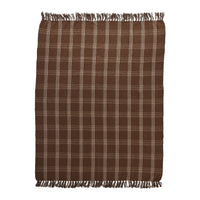 Brown Plaid Fringed Throw
